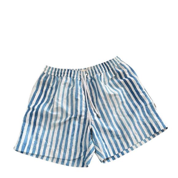 Katama EMERSON II - BRUSH STROKE IN SURF BLUE Swim Trunks XL - Picture 2 of 7